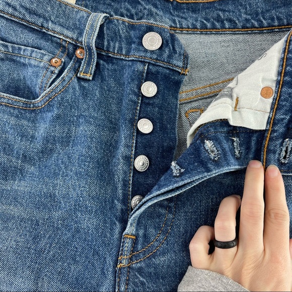 Levi’s Premium 501 Skinny Button Fly High Rise Blue Jeans We The People Size 26 - Picture 6 of 12